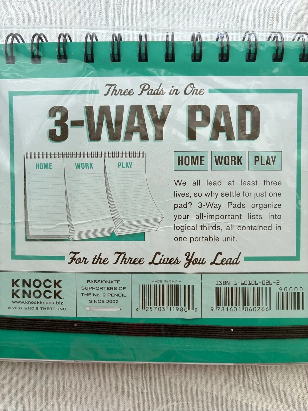 NWT 3-Way Pad Home/Work/Play—Three Pads in One Spiral Bound 9” x 6”